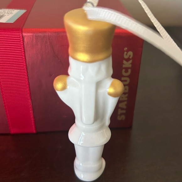 🎄Starbucks Ceramic White With Gold Accents Ornaments Set 2012 NWT - Picture 7 of 14